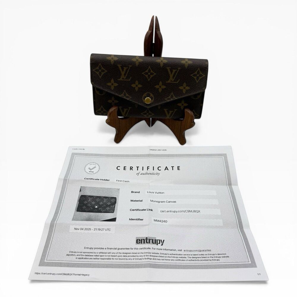 Louis Vuitton Monogram NM Portefeuille Sarah Wallet Red Interior W Certificate - Picture 1 of 12